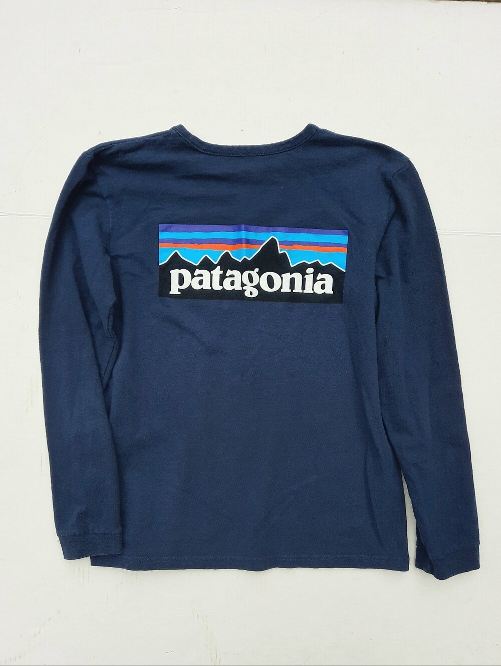 PATAGONIA Navy Long Sleeve Tee, Recycled Bottles and Cotton